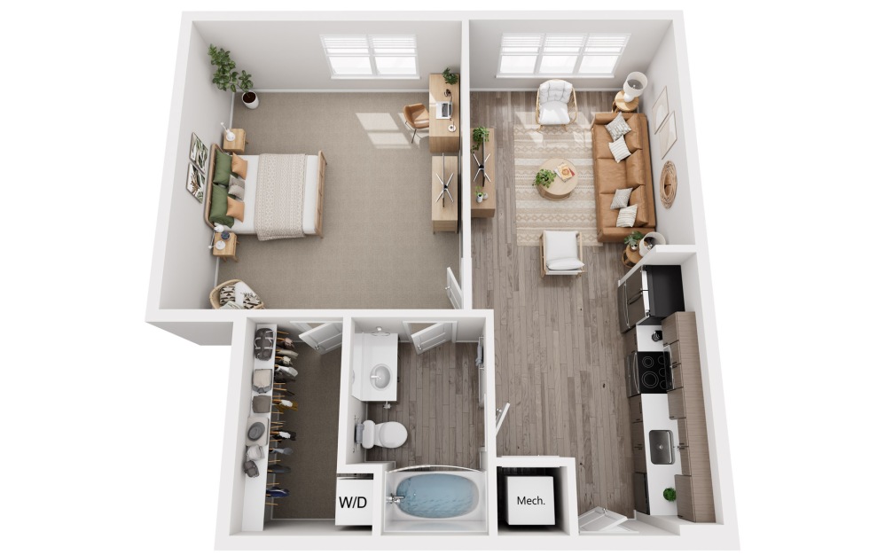 The Birch - 1 bedroom floorplan layout with 1 bathroom and 794 square feet The Birch - 1 bedroom floorplan layout with 1 bathroom and 794 square feet