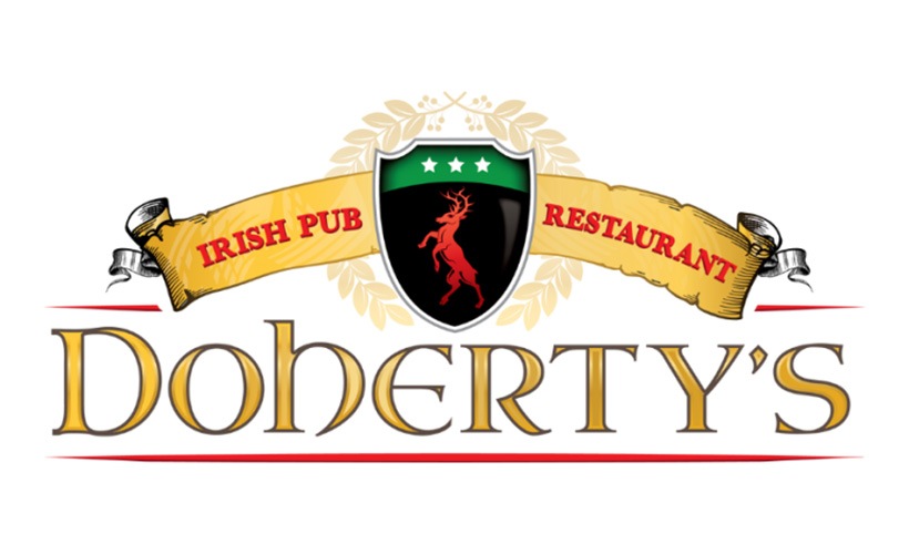 a logo for Dohertys's Irish Pub